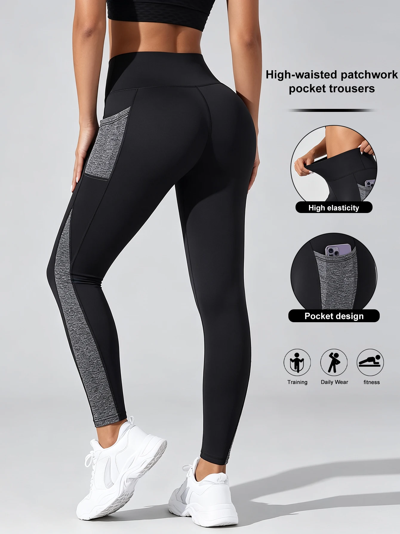Women Yoga Fitness Leggings, High Waisted Tights with Pocket Gym Workout Running Stretchy Sexy Butt Liftting Casual Skinny Pants