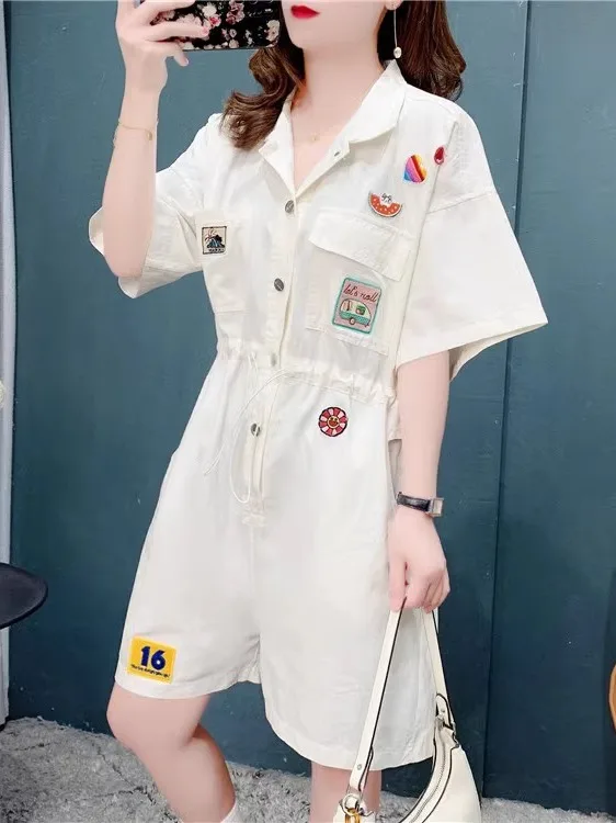 

Women's Summer Workwear Jumpsuit Loose Casual Versatile Waist-Cinching Slimming ort Sve Dr orts Design Sense