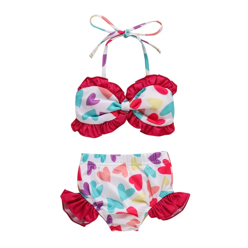 

Infant Girls Ruffle Hawaii Swimsuit Baby Girl Bikini Sets Toddler 3 Piece Bathing Suit with Hat Kids Swimwear Beach Set