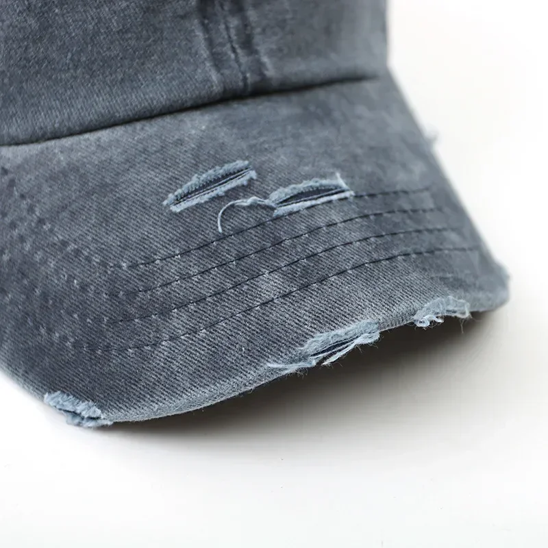 Women Spring Summer Casual Adjustable Vintage Female Washed Cotton Ponytail Baseball Snapback Hat