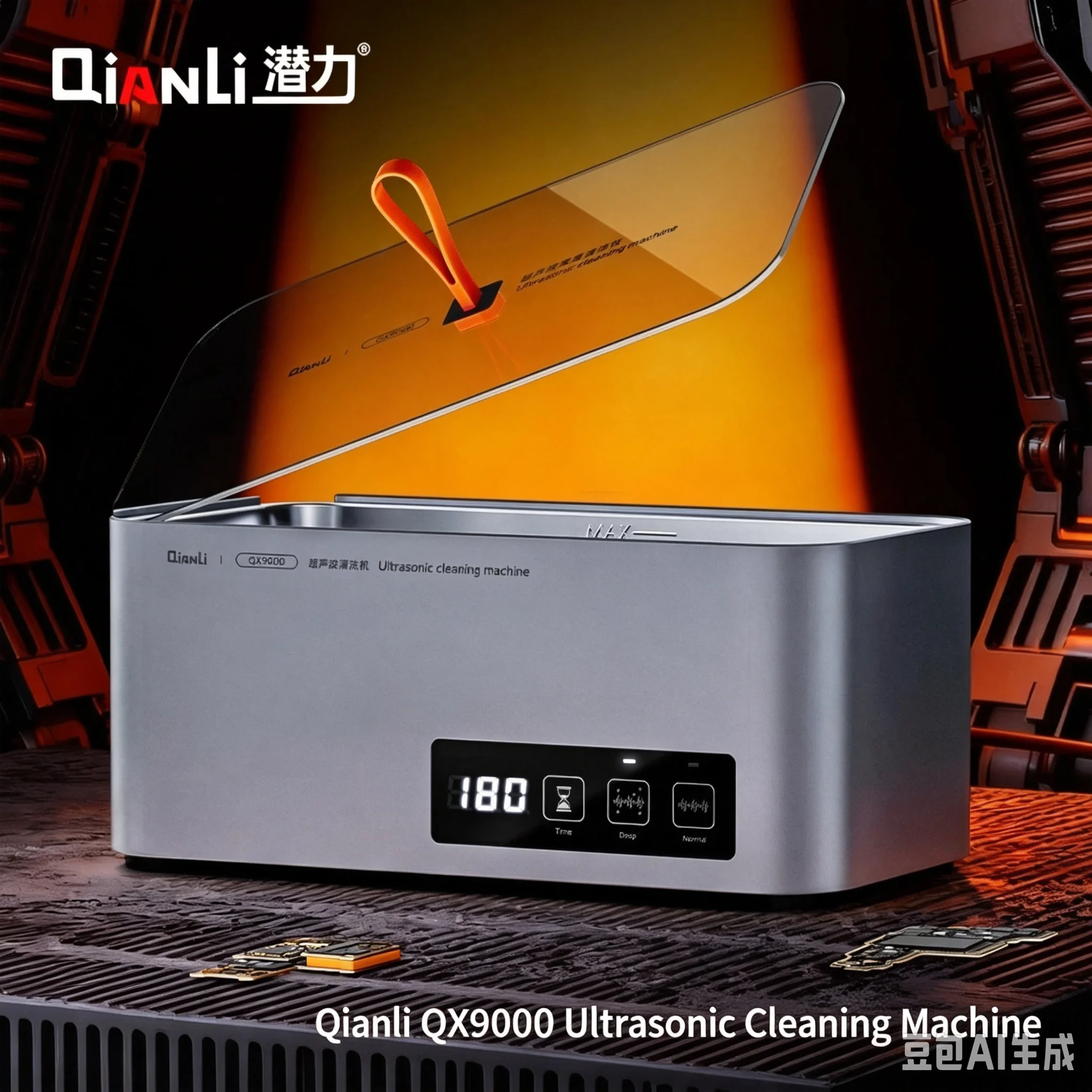 QinNLi 35W High-Power Ultrasonic Cleaner – Suitable for Deep Cleaning Motherboards, Circuit Boards, Jewelry, and Eyeglasses