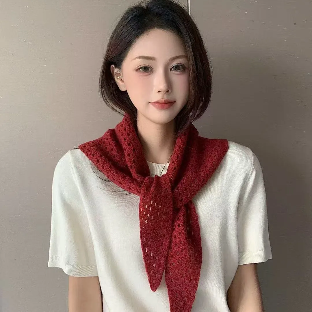 

INS в корейском стиле, минималистичный большой треугольный шарф, универсальная шаль, кружевная накидка, высококачественный вязаный шерстяной декоративный шейный платок