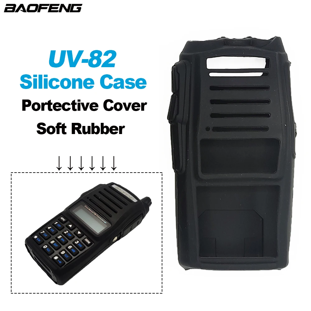 

Silicone Protective Case For BAOFENG UV-82 Walkie Talkie Non-slip Wear Resistant Soft Rubber Cover UV82 Two Way Radios Parts