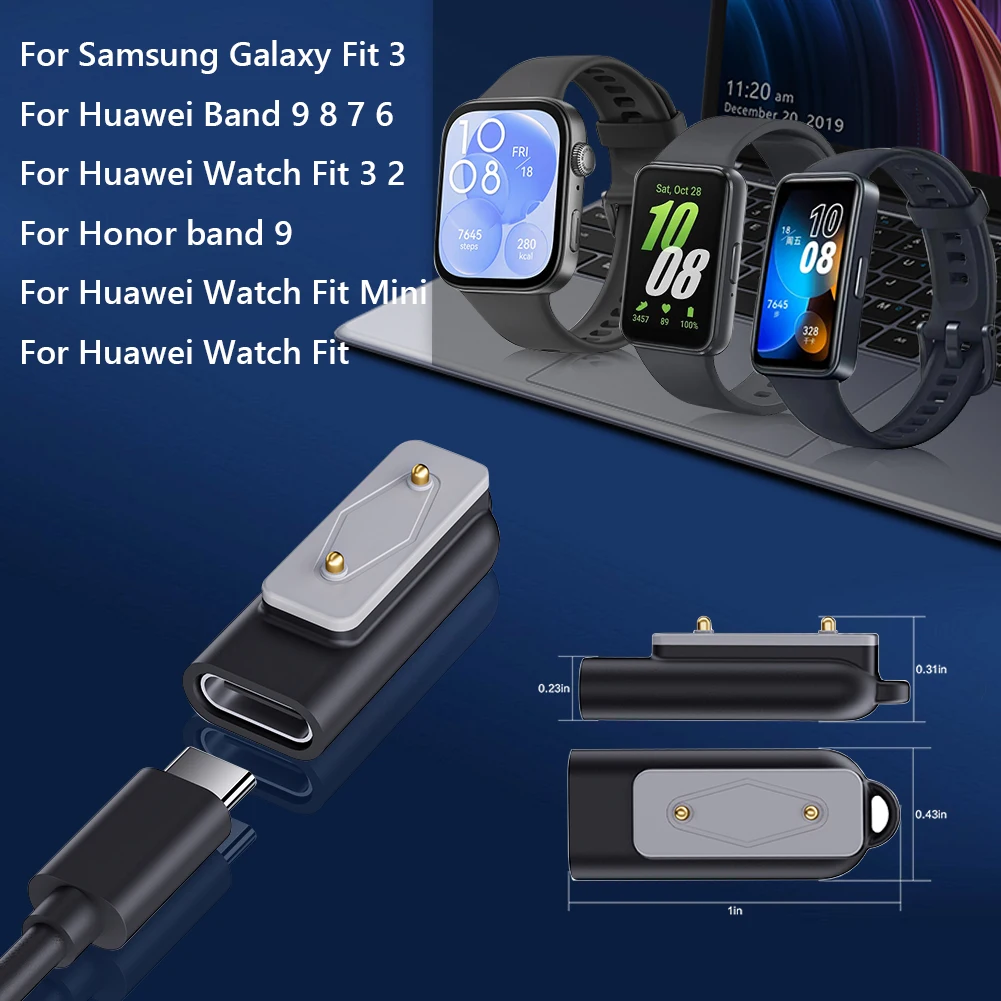 USB C 90 Degree Magnetic Charging Adapter for Samsung Galaxy Fit 3 USB C Smart Watch Charger Connector for Huawei Watch Fit 3 2