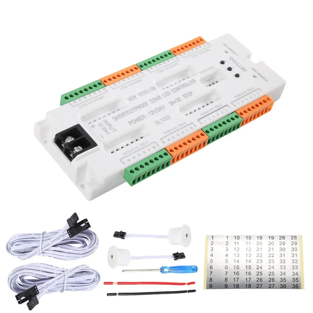 DT89 HOT Ladder Night Light 32 Channels Stair LED Motion Sensor Light Prevent Short Circuit Controller DC12V/24V