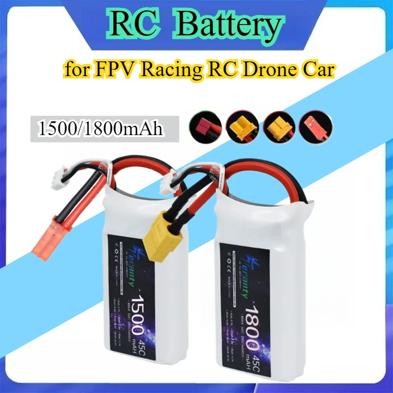 

2S 7.4V 1500-1800mAh 45C 6S 22.2V 5200mAh Softcase Lipo Battery XT30 XT60 XT90 for FPV Racing RC Drone Car