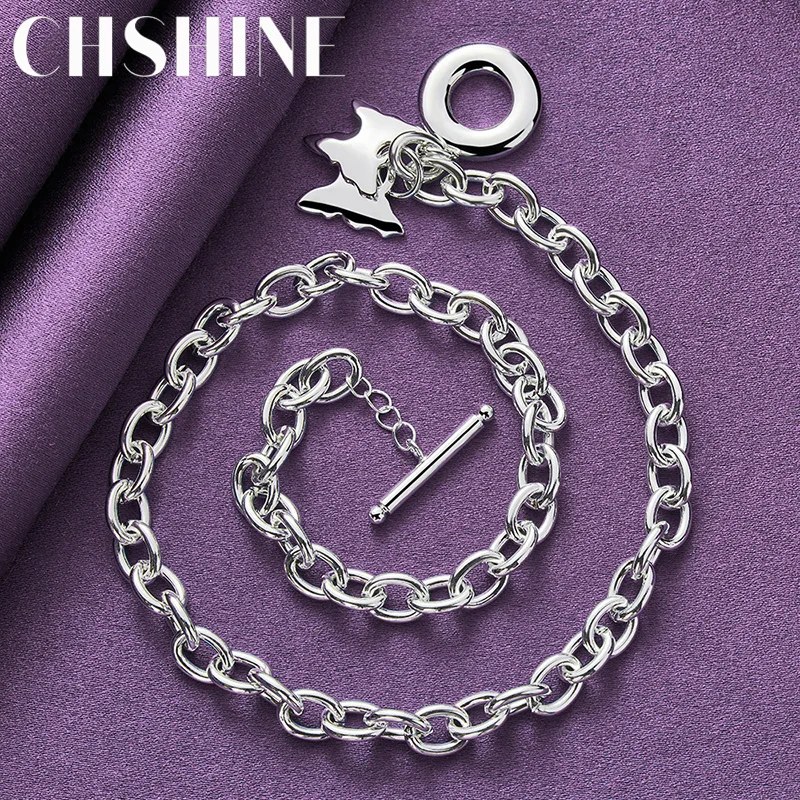 

CHSHINE 925 Sterling Silver A pair of Butterfly Necklace For Women's Lady OT Buckle Wedding Engagements Fashion Charm Jewelry