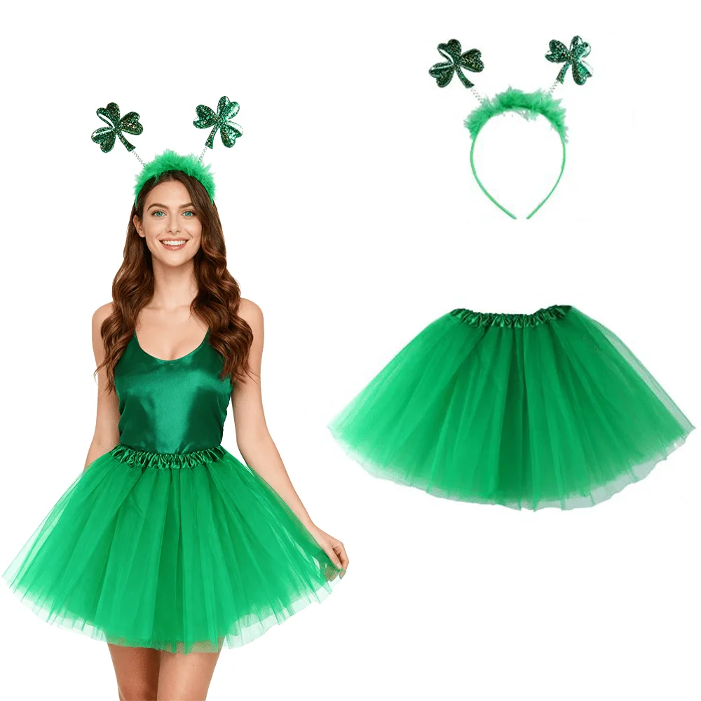 

PESENAR "St. Patrick's Day Costume Kit: Green Hats, Tutus & Shamrock Gear, Ideal for Festive Party Dress-Up."