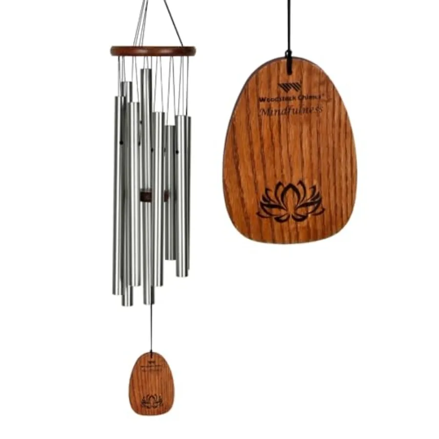 

Woodstock Wind Chimes for Outside, Garden Decor, Outdoor Decor for Your Patio and Front Porch 28" Silver Wind Chime Woodstock M