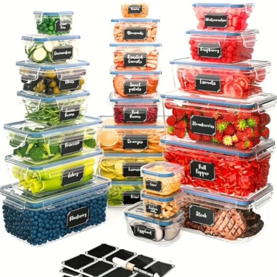 

Chefs Path 48 Pcs BPA-Free Plastic Food Storage Container Set with 24 Containers and 24 Lids for Kitchen Pantry Organization an