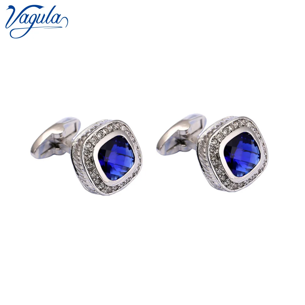 VAGULA Cufflinks Luxury gift Party Wedding Suit Shirt Bonito Gemelos Men Jewelry Button Blue Crystal Cuff link 118