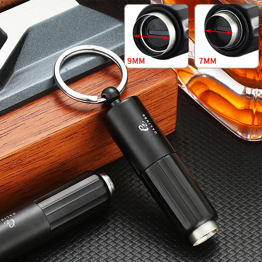 GALINER Cigar Punch Drill Cigar Opener Puncher Cigar Cutter Sharp Blade W/ Keychain Luxury Tobacco Draw Hole Cutter Puros Knife