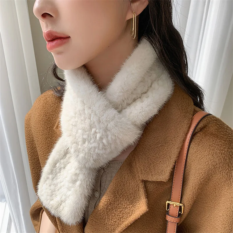 

Women's Scarf Autumn And Winter Korean Fashion Women's Knitted Mink Fur Scarf Knitted Winter Multifunctional Women Warm Girls