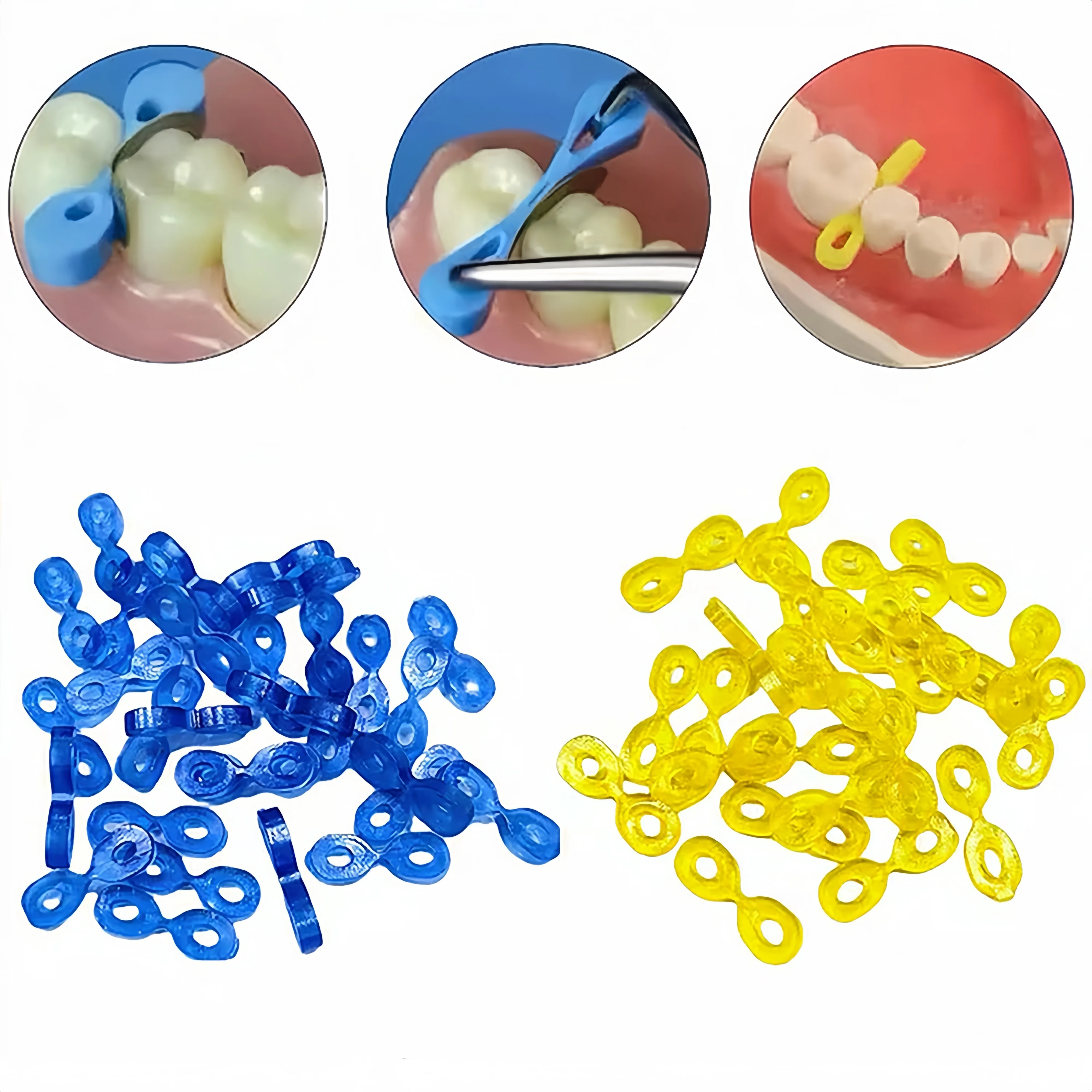 60 Pieces of Dental Wedges, Elastic Rubber Fixed Wedges, 2.0/2.5mm, Matrix Pads, Tooth Separators, Dental Auxiliary Tools