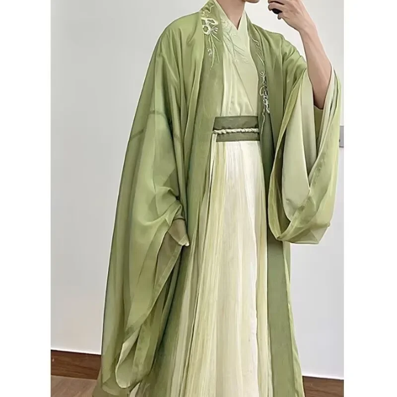 Hanfu Costume For Men Chinese Traditional Embroidered Hanfu Sets Male Cosplay Costume Shirt+Skirt+Coat Hanfu 3pcs Sets For Women
