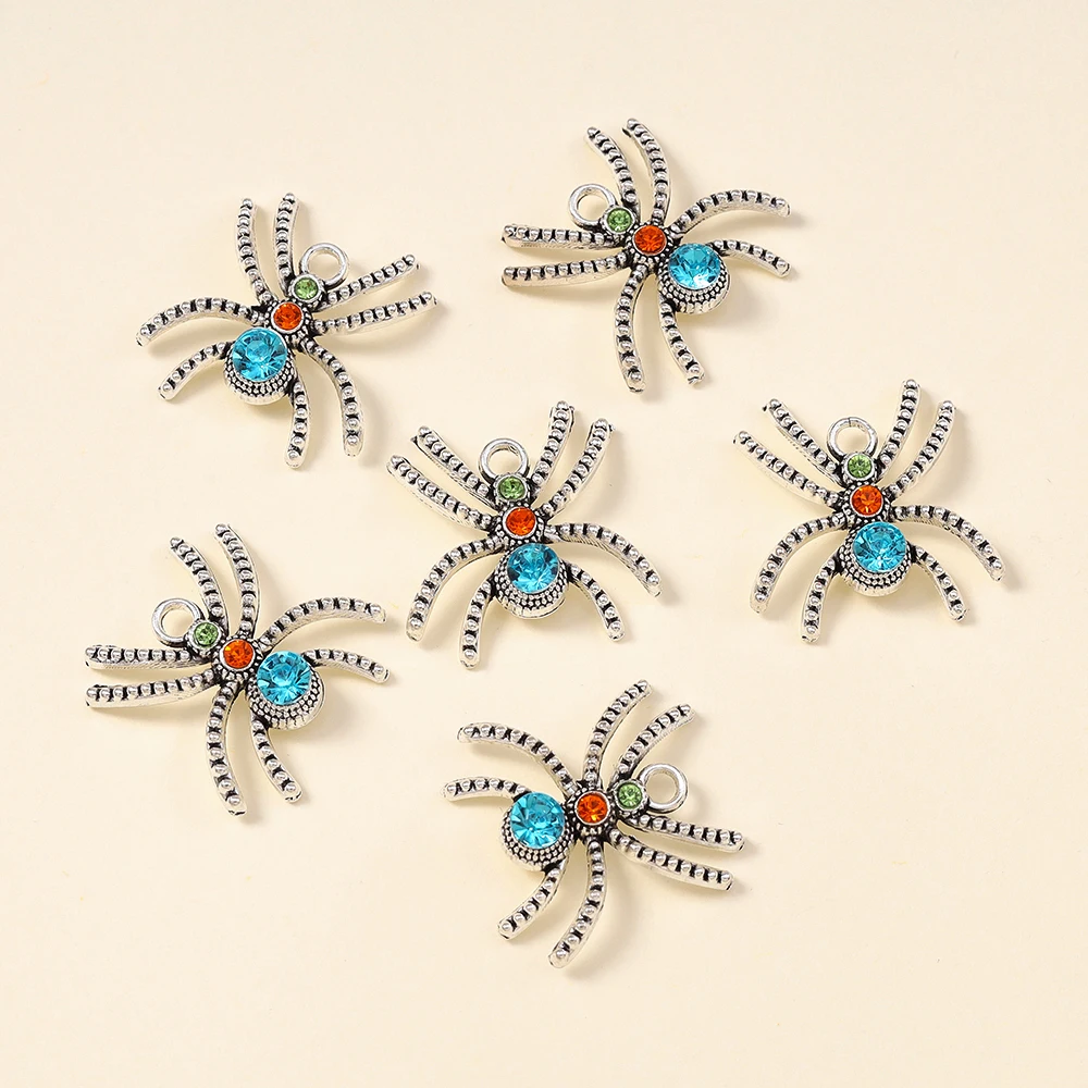 10 Stück gruselige Spinnen-Charms für Halloween, Ohrring, Armband, Halskette, niedlicher Anhänger, handgefertigte Schmuckherstellung, Zubehör
