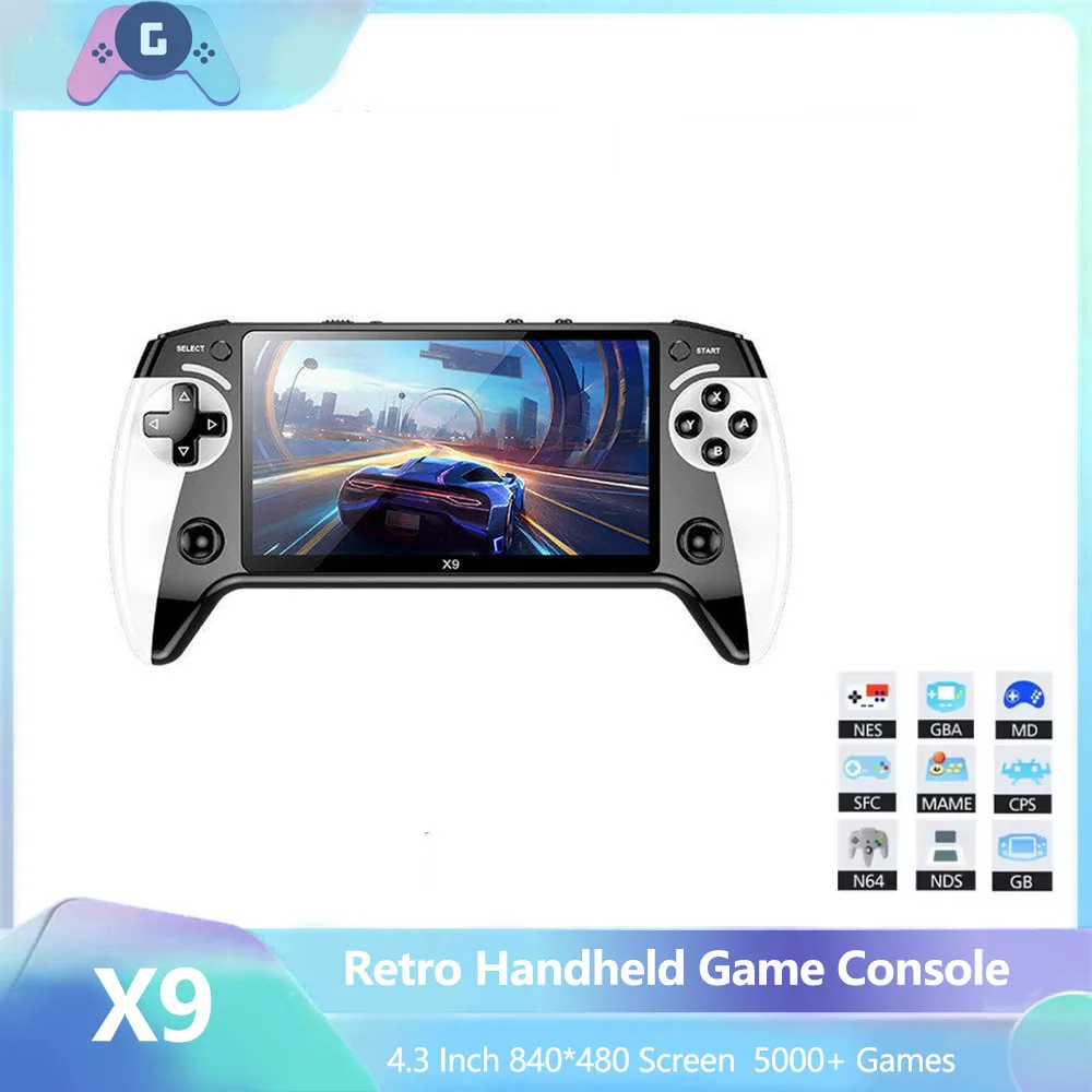 

Portable X9 Retro Handheld Game Console 5.5" HD Screen Wi-Fi 27 Languages 8GB Memory 2000mAh Battery for Kids Gift