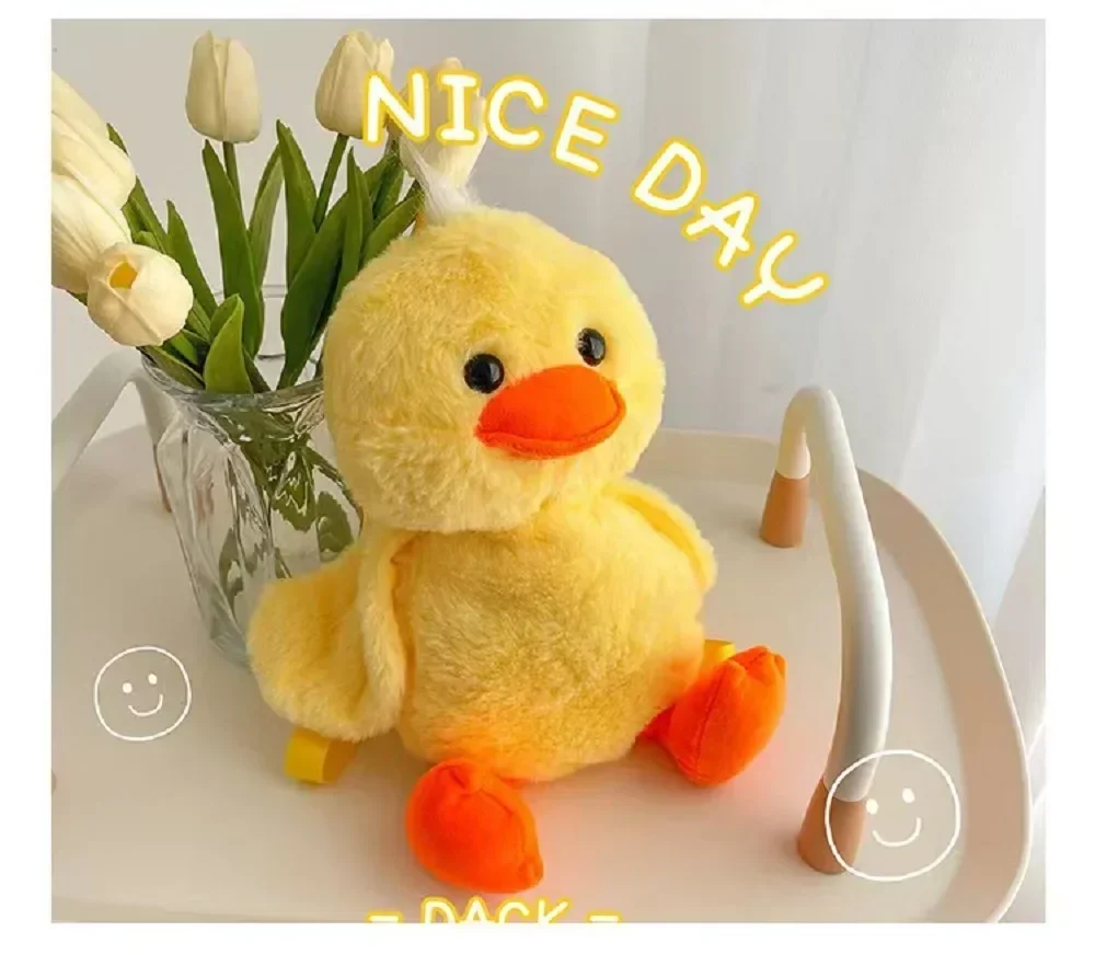 33cm Small Yellow Duck Plush Backpack Kawaii Stuffed Animal Duck Bag Cartoon Cute Soft Schoolbag Girls Children\'s Day Gifts