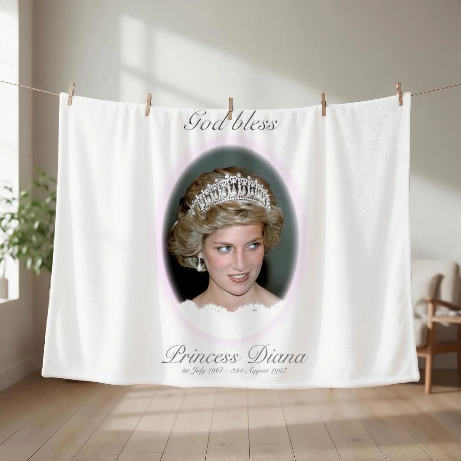 God Bless Princess Diana - Remembrance Throw Blanket couch cozy soft plush fuzzy picnic outdoor blanket