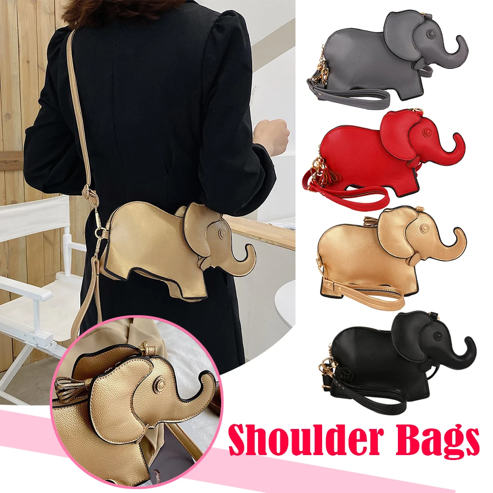 Fashion Female Crossbody Messenger Bag Creative Elephant Shape Solid Color Casual Mini Purse Portable Ladies Wristlet  Handbags