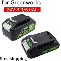 For Greenworks 24V 6.0Ah Lithium Battery Greenworks Battery for Greenworks 24V 48V Tools MO24B410 MO48L4211 HT24B210 21342
