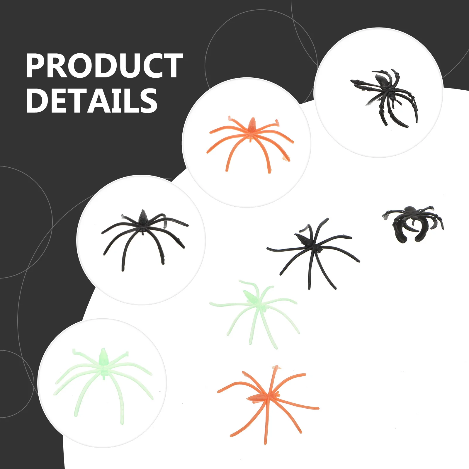 100Pcs Glow-in-The-Dark Halloween Plastic Spider Rings Adornments Party Decor Costume Supplies Spider Ring Plastic Glow-in-The-