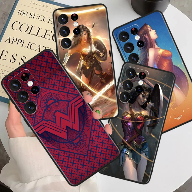 Cool Wonder Woman For Samsung Galaxy S23 S22 S21 S20 FE S10 S10e S9 S8 Ultra Plus Lite Black Soft Phone Case