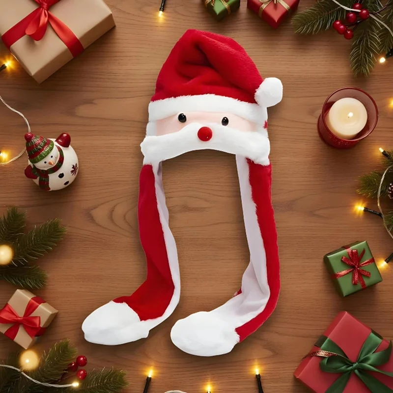 Ear Moving Hat Kids Christmas Plush Headwear Cute Ear Moving Jumping Hat for Kids Boys Girls Cosplay Enthusiasts B