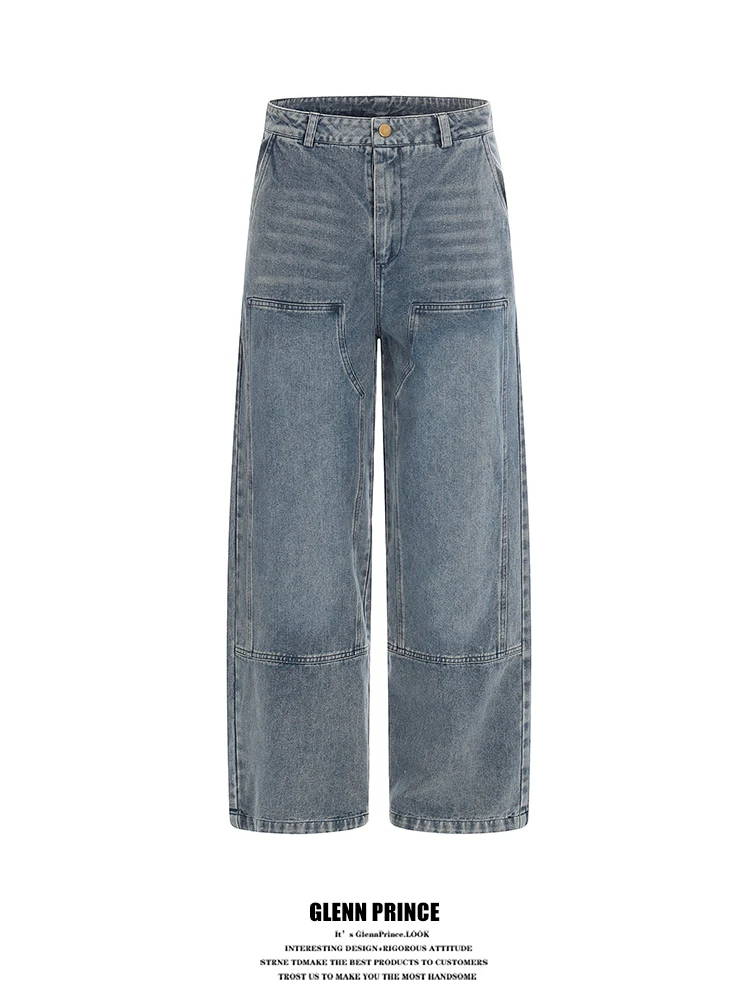 

Мужские джинсы свободного кроя Cleanfit в стиле ретро, из денима, повседневные, прямые, молодежные, модные, из смесового хлопка и полиэстера