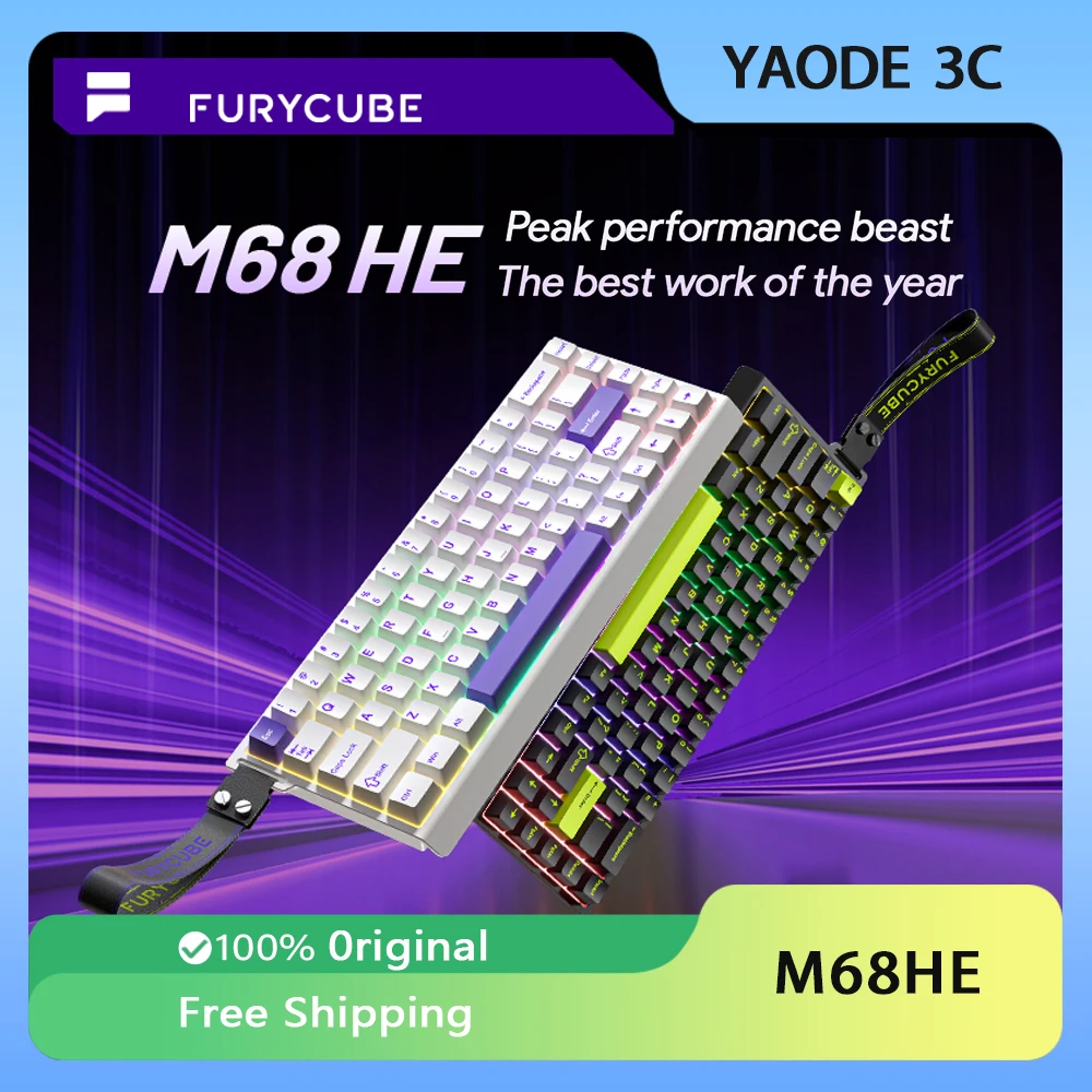 

FURYCUBE M68HE Mechanical Keyboard Wired Hot-swap Gasket Customized RGB 8K Hz Keyboard PC Gamer Accessories