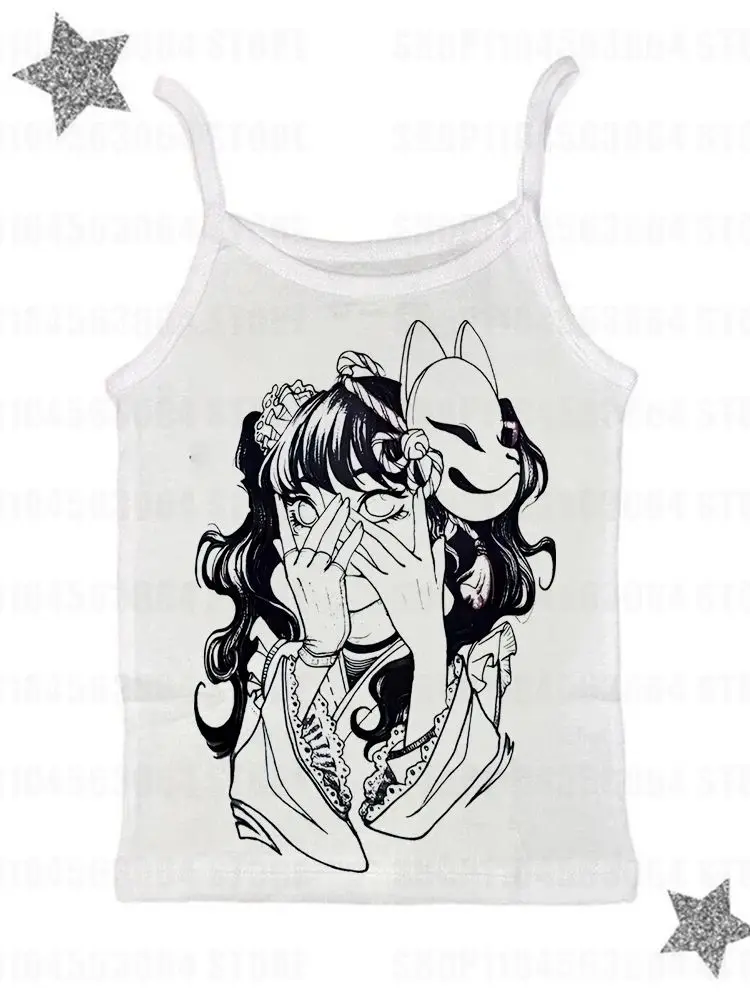 Crop Tops With Suspenders Y2k Top Women Aesthetic Women's Blouses Clothes Tanks & Camis Female Clothing Harajuku Emo Sexys ﻿