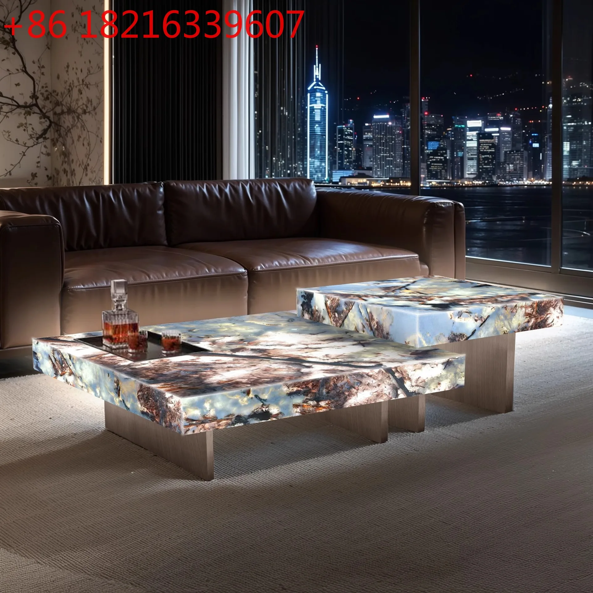 

Box, coffee table, combination living room, square jade, luxury stone, light luxury, large flat floor, Nordic mansion