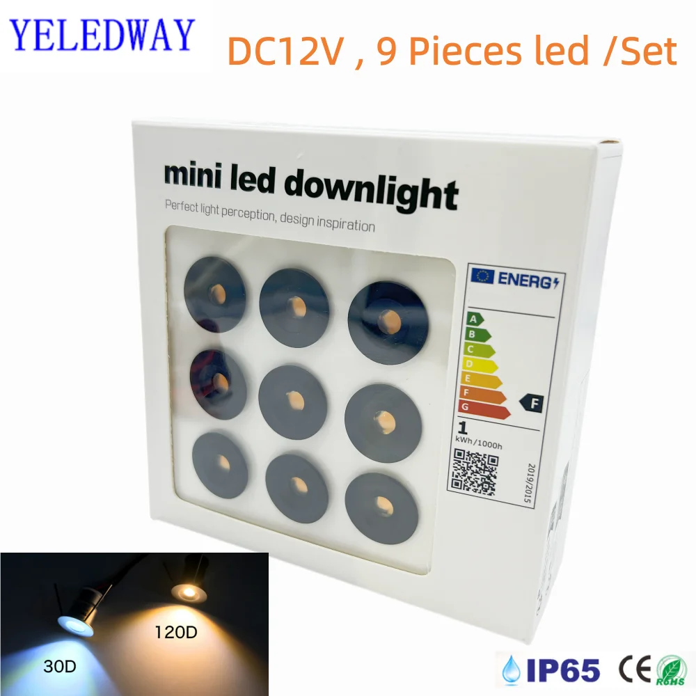 

1W Mini LED Downlight IP65 Ambient Spotlight 12V Small Spot Bulb Lights for Ceiling Stairs Walkways Courtyards Cabinet Lighting