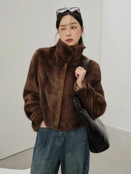 HDHOHR 2025 Nuovo Reale Cappotto di Pelliccia di Visone Delle Donne di Modo di Alta Qualità Tutta la Pelliccia Delle Donne Cappotto di Inverno di Spessore Caldo Reale Pelliccia di Visone Giubbotti Femal