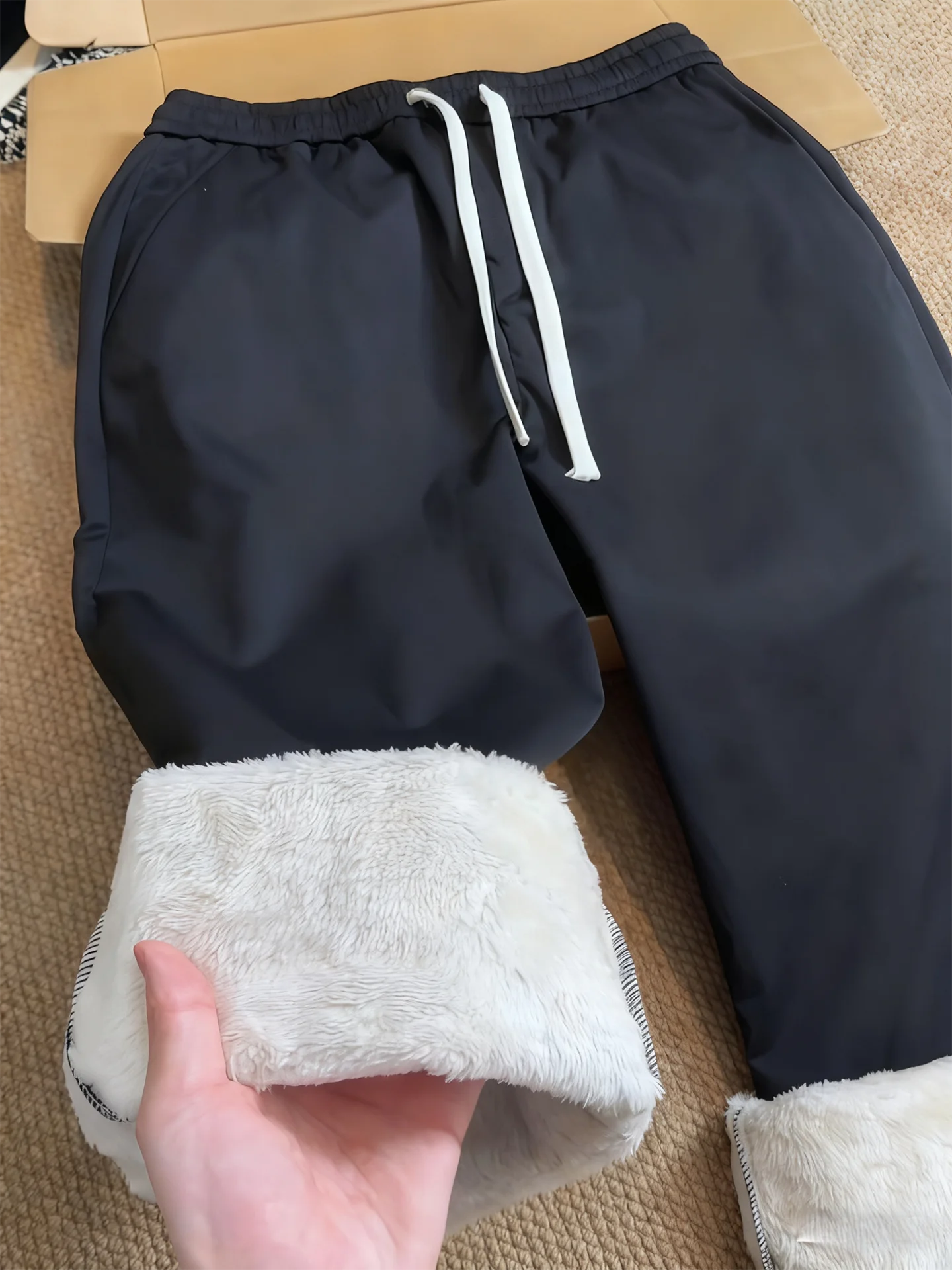 

Thiened Lamb Velvet Men's Winter Trousers Fce Lined Thi Skiing Outdoor Wear Warm Cotton Trousers Waterproof Snowboardi...