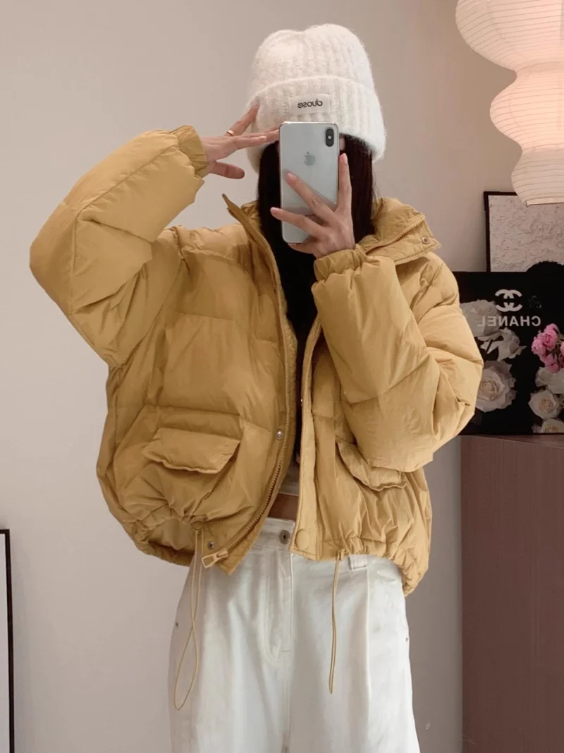 

Корейская версия, свободный пуховик со стоячим воротником для женщин, зима 2025, новое толстое теплое пальто, короткая хлопковая одежда w568 ﻿