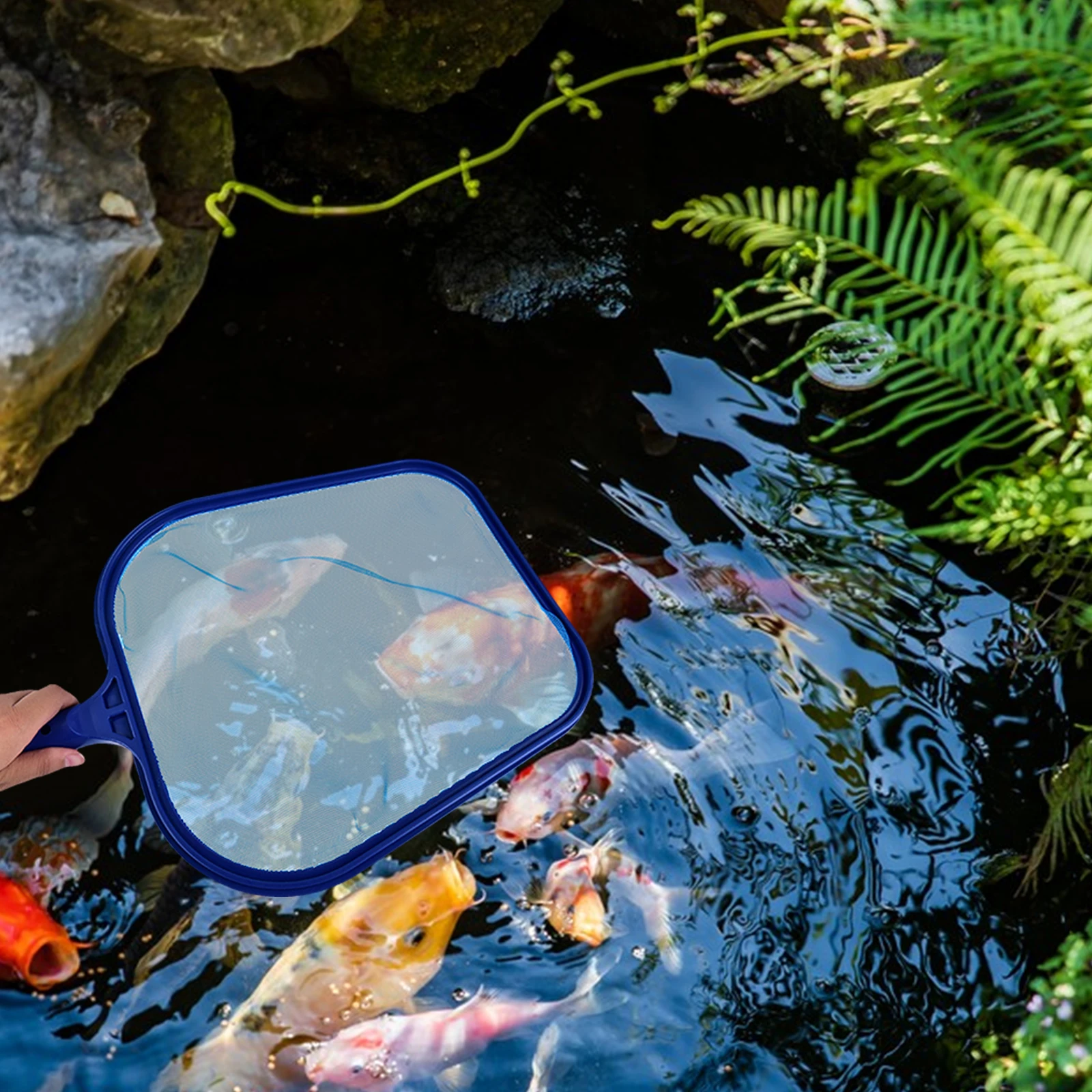 

Net With Square Mesh Pond Lake Aquarium Fish Tank Small Nets For Cleaning Catching Pool Cleaning Skimmer Net Blue