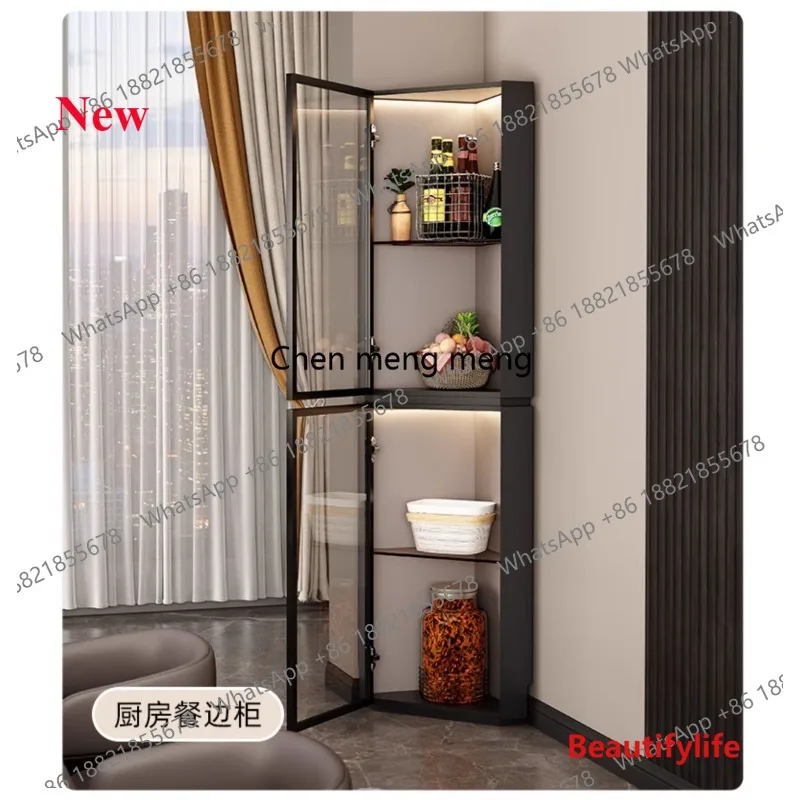 

07M Italian corner cabinet triangular living room storage cabinet dining room with glass door with lamp wine cabinet