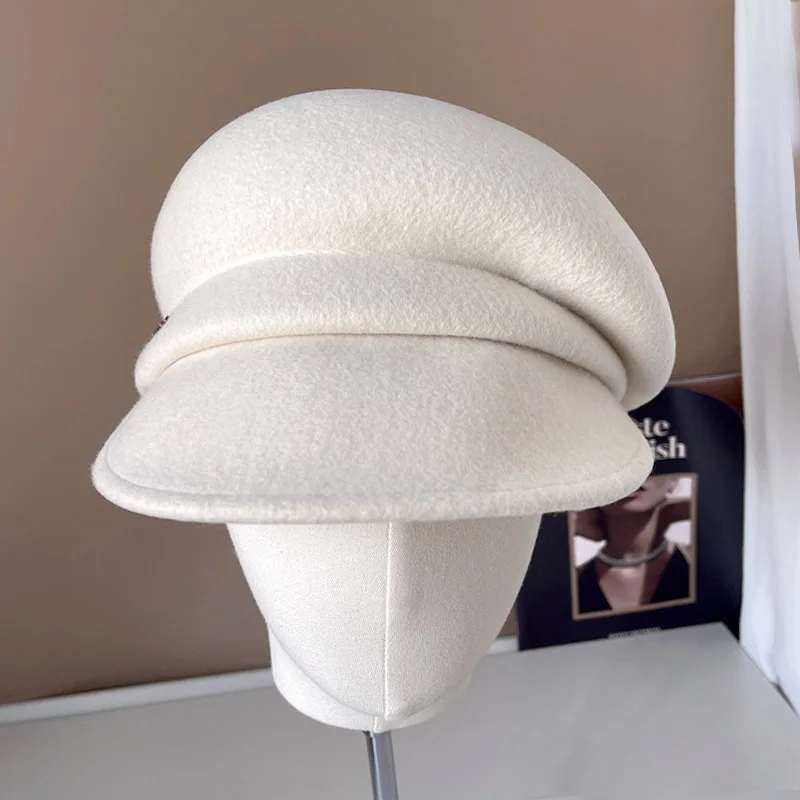 New Sloping Brim Women winter Cap Warm Wool Fiddler Cap Newsboy Hat Visor Beret Cap Paperboy Gatsby Hat