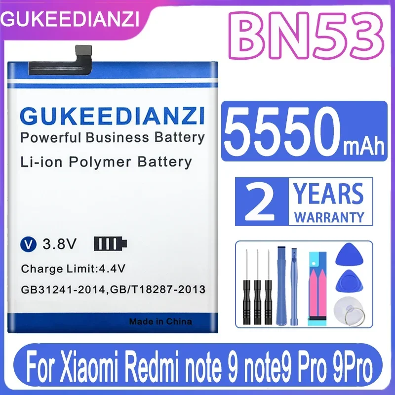 Сменный аккумулятор GUKEEDIANZI BN53 5550 мАч для Xiaomi Redmi note 9 Pro note 9 Pro