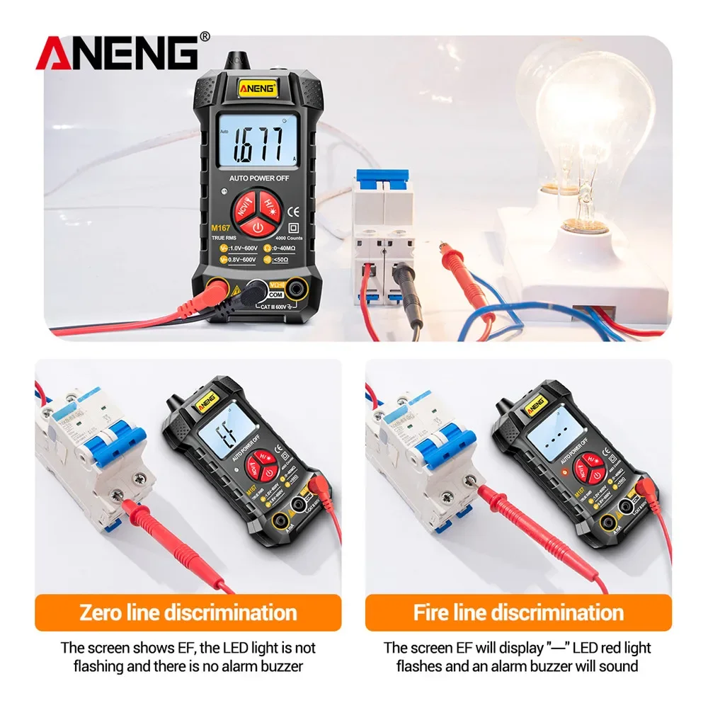 ANENG M167 l Multimeter Digit Intelligent Anti-burn Tester 4000counts Multimetro True Rms Tranistor Meter with NCV Data Hold To