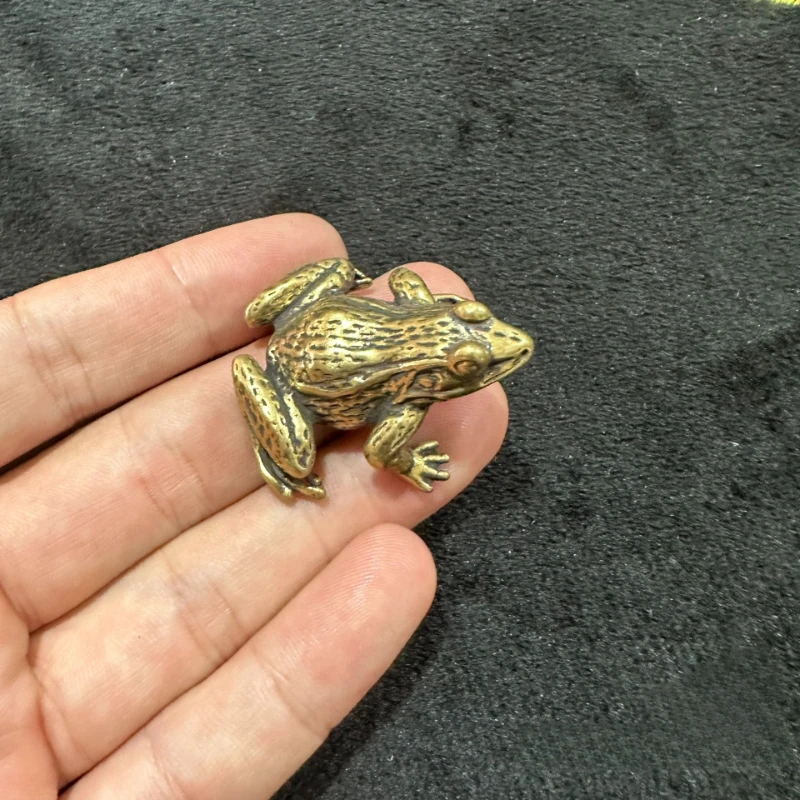 

Little Fairy / Retro Solid Brass Frog Desktop Ornament Metal Animal Miniature Sculpture Living Room Home Decoration Gift
