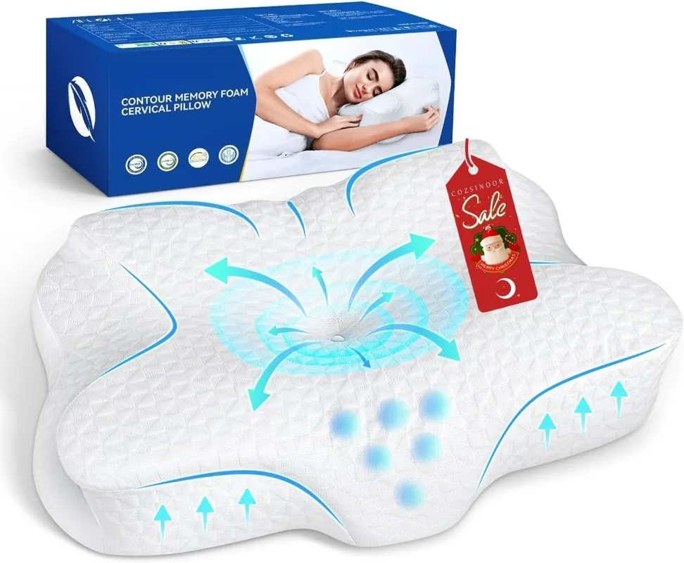 

Cervical Memory Foam Pillow for Neck Shoulder Pain Relief Sleeping Supports Your Head, Ergonomic Contoured Orthopedic Cooling Be