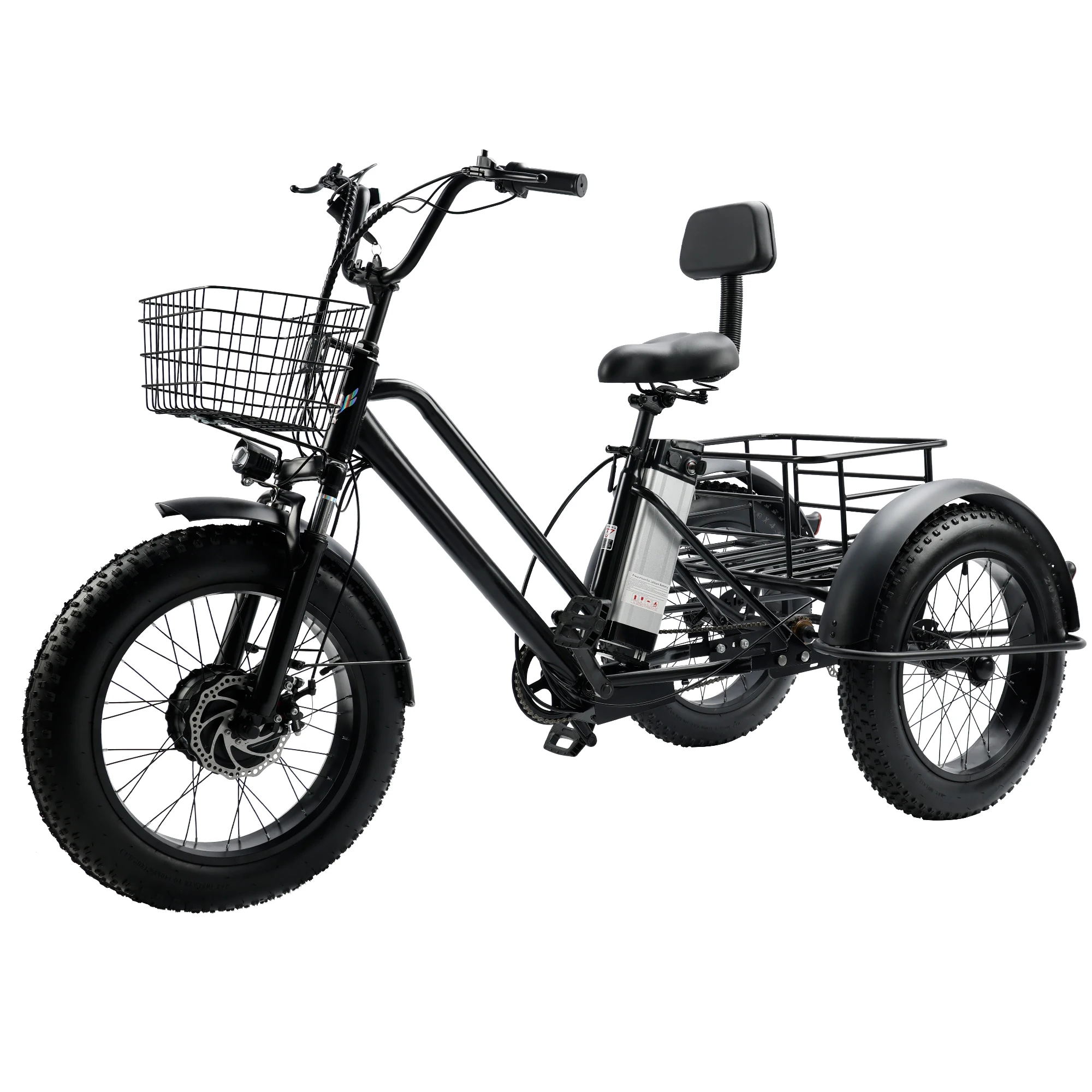 

Upgraded 500W 48V 12A Electric Snow Tricycle 3 wheel E-bike Fat Tire Folding Tricycle for Farmers Market Grocery Shopping