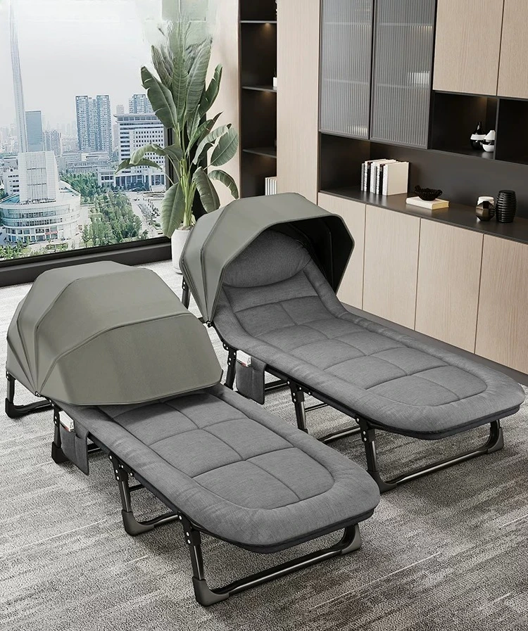 Portable Folding Bed with Privacy Cover Office Nap Recliner Chair Single Sleeper