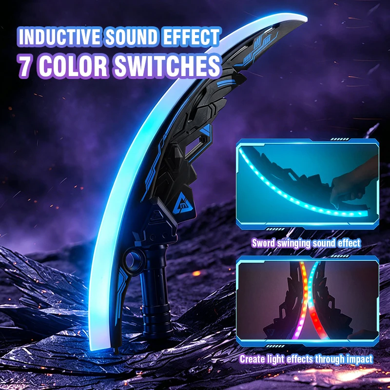 7 Color Light Sword Luminous Toy for Boys Cosplay Bright Broadsword Lightsaber Interactive Game Outdoor Toys Kids Birthday Gifts