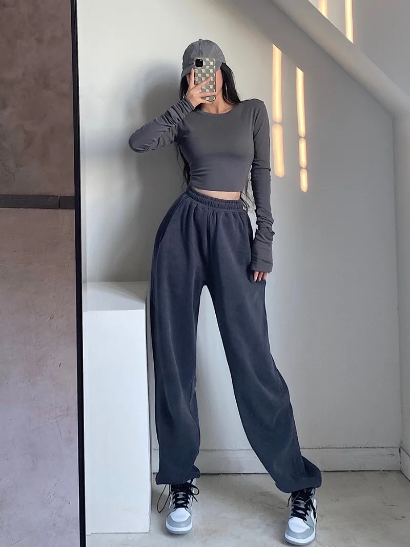 

Korean Sweatpants Women Baggy Harem Pants Wide Leg Sweat Pants Oversized Harajuku Joggers Woman Black Trousers Y2k Sweatpants