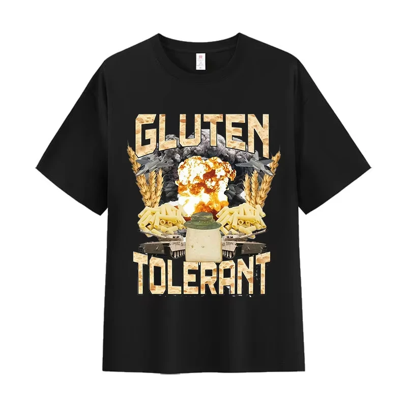 Gluten Tolerant Funny Gift for Gluten Intolerant T-shirt Men Women Vintage T Shirt Casual O-Neck Short Sleeve T Shirts Tops