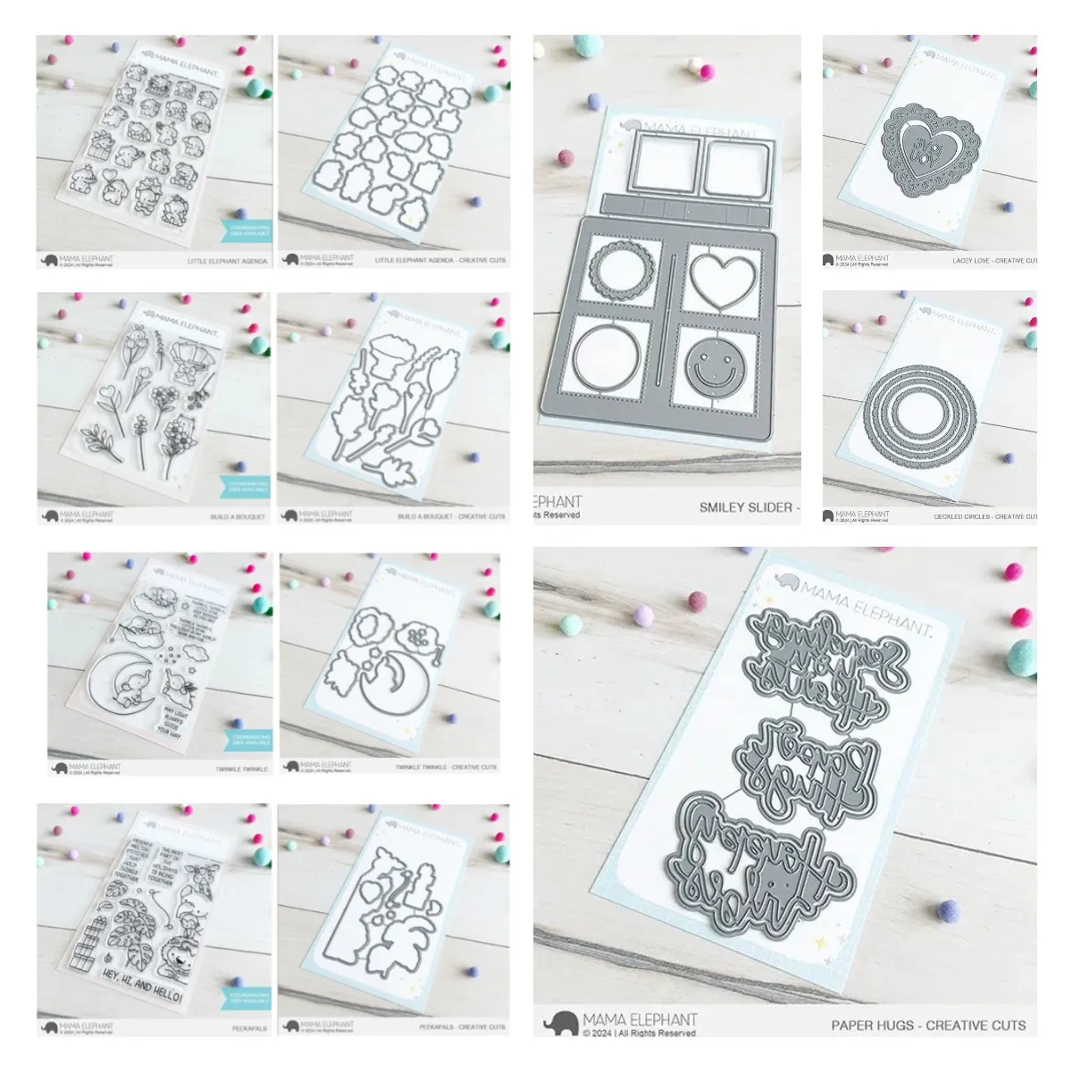 

2024 New Little Elephant Agenda Die Stamps Build a Bouquet Lacy Love Creative Cuts Steel Dies DIY Scrapbooking Diary Card Molds