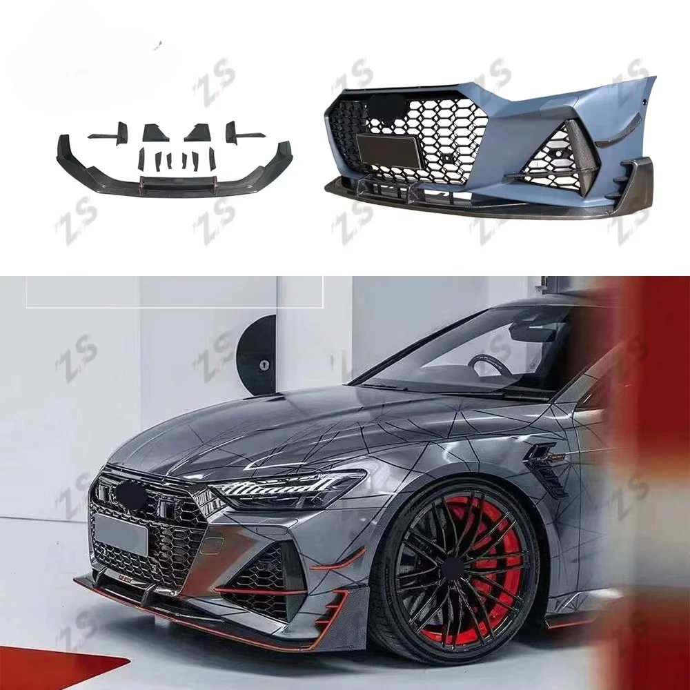 

High quality, Car Bumper with Carbon Fiber Front Lip for AudiS A7 C8 2019-2024 Modified RS7 ABT Auto Facelift Body Kits